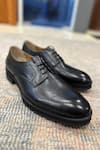 FELLMONGER_Black Textured Leather Milled Derby Shoes _at_Aza_Fashions