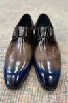 FELLMONGER_Blue Plain Leather Ombre Derby Shoes _at_Aza_Fashions