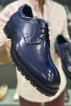 Buy_FELLMONGER_Blue Mirror Glossed Patina Sporty Derby Shoes _at_Aza_Fashions