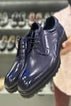 Buy_FELLMONGER_Blue Mirror Glossed Patina Sporty Derby Shoes _Online_at_Aza_Fashions