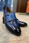 Buy_FELLMONGER_Blue Patina Mirror Glossed Double Monk Strap _at_Aza_Fashions