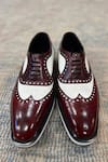 Shop_FELLMONGER_Burgundy Brogue Pattern Oxfords _at_Aza_Fashions