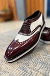 FELLMONGER_Burgundy Brogue Pattern Oxfords _Online_at_Aza_Fashions