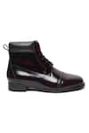 Buy_FELLMONGER_Burgundy Brushed Captoe Puffy Boots _Online_at_Aza_Fashions