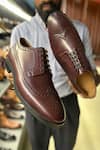 FELLMONGER_Burgundy Longwing Brogue Pattern Derby Shoes _Online_at_Aza_Fashions