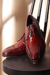 Buy_FELLMONGER_Burgundy Mirror Glossed Patina Norwegian Derby Shoes _at_Aza_Fashions