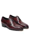 FELLMONGER_Burgundy Mirror Glossed Patina Norwegian Derby Shoes _Online_at_Aza_Fashions