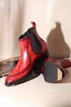 Shop_FELLMONGER_Burgundy Mirror Glossed Marble Patina Chelsea Boots _at_Aza_Fashions