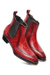 FELLMONGER_Burgundy Mirror Glossed Marble Patina Chelsea Boots _Online_at_Aza_Fashions