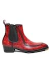 Buy_FELLMONGER_Burgundy Mirror Glossed Marble Patina Chelsea Boots _Online_at_Aza_Fashions