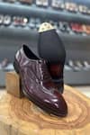 Shop_FELLMONGER_Burgundy Mirror Glossed Patina Wingtip Oxfords _at_Aza_Fashions