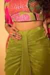 Shop_SSHILPA SAMRIYA_Green Blazer And Bustier Raw Silk Hand Embroidered Draped Skirt Set With Printed _Online_at_Aza_Fashions