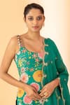 SSHILPA SAMRIYA_Green Kurta Crepe Printed Seashell Round Floral Sharara Set _at_Aza_Fashions