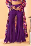 Shop_SSHILPA SAMRIYA_Purple Jacket And Bustier Crepe Hand Embroidered Floral Print With Palazzo Set _Online_at_Aza_Fashions