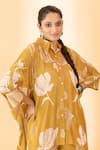 Shop_SSHILPA SAMRIYA_Yellow Muslin Printed Floral Collared Shirt With Pant _at_Aza_Fashions