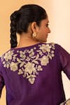 Shop_SSHILPA SAMRIYA_Purple Malai Chanderi Hand Embroidered Floral V Neck Anarkali With Pant _at_Aza_Fashions