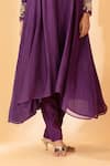 SSHILPA SAMRIYA_Purple Malai Chanderi Hand Embroidered Floral V Neck Anarkali With Pant _Online_at_Aza_Fashions