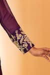 SSHILPA SAMRIYA_Purple Malai Chanderi Hand Embroidered Floral V Neck Anarkali With Pant _at_Aza_Fashions