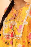 SSHILPA SAMRIYA_Yellow Crepe Hand Embroidered Floral Tie-up Tunic With Pant _Online_at_Aza_Fashions