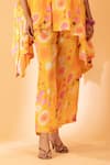 Shop_SSHILPA SAMRIYA_Yellow Crepe Hand Embroidered Floral Tie-up Tunic With Pant _Online_at_Aza_Fashions