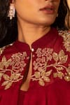 SSHILPA SAMRIYA_Maroon Jumpsuit Georgette Hand Embroidered Floral Jumpsuit Round With Cape _Online_at_Aza_Fashions