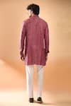 Shop_SPRING BREAK_Maroon Kurta Viscose Embroidered Laser Cut Applique Lucknowi With Pant _at_Aza_Fashions