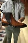 FELLMONGER_Brown Mirror Glossed Marble Patina Boots _Online_at_Aza_Fashions