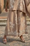 Dash and Dot_Beige 65% Ryon Embroidered Thread Shawl Collar Cape Top _at_Aza_Fashions