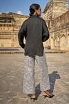 Shop_Dash and Dot_Grey 100% Nylon Embroidered Thread Floral Pant _at_Aza_Fashions