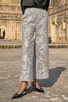 Buy_Dash and Dot_Grey 100% Nylon Embroidered Thread Floral Pant _Online_at_Aza_Fashions