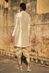 Shop_Dash and Dot_Ivory 80% Ryon Solid Band Collar Brocade Neck Kurta _at_Aza_Fashions