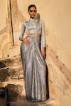 Shop_Dash and Dot_Silver 100% Polyester Shimmering Draped Skirt With Attached _Online_at_Aza_Fashions