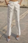 Dash and Dot_Ivory 100% Polyester Woven Floral Band Collar Jacquard Pattern Jacket With Pant _at_Aza_Fashions