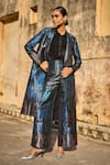 Dash and Dot_Multi Color 100% Polyester Laser Cut Ombre Pattern Long Jacket With Pant _at_Aza_Fashions