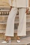 Shop_Dash and Dot_Ivory 100% Polyester Plain Textured Straight Pant _Online_at_Aza_Fashions