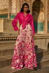 Buy_Dash and Dot_Pink Top 100% Recycled Polyester Embellished 3d Cropped Shirt And Skirt Set _at_Aza_Fashions