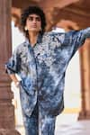 Buy_Dash and Dot_Blue 100% Polyester Embroidery Tie Dye Floral Boxy Shirt _Online_at_Aza_Fashions