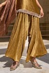 Shop_Dash and Dot_Gold 100% Polyester Lame Draped Culotte Pant _Online_at_Aza_Fashions