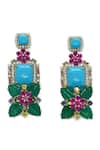 Shop_MAALICIOUS JEWELRY_Blue Zari, Stones Spicy Mama Zirconia Embellished Earrings _at_Aza_Fashions