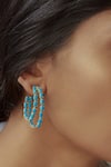 MAALICIOUS JEWELRY_Blue Stone Kiara Studded Hoops _Online_at_Aza_Fashions