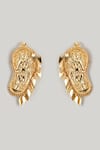 MAALICIOUS JEWELRY_Gold Plated Kaveri Goddess Vishnumaya Carved Earrings _Online_at_Aza_Fashions