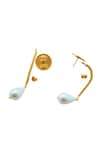 MAALICIOUS JEWELRY_Gold Plated Pearls India Metal Coin Carved Earrings _Online_at_Aza_Fashions