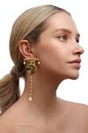 Buy_MAALICIOUS JEWELRY_Gold Plated Pearls Ellora Geometric Shaped Earrings _at_Aza_Fashions