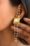 Buy_MAALICIOUS JEWELRY_Gold Plated Beads Mother Of Pearl Embellished Earrings _at_Aza_Fashions