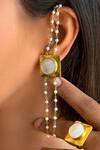 MAALICIOUS JEWELRY_Gold Plated Beads Mother Of Pearl Embellished Earrings _Online_at_Aza_Fashions