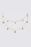 Shop_MAALICIOUS JEWELRY_Red Garnet Witch Stone Studded Chain - Set Of 2 _at_Aza_Fashions