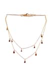 MAALICIOUS JEWELRY_Red Garnet Witch Stone Studded Chain - Set Of 2 _Online_at_Aza_Fashions