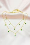 Shop_MAALICIOUS JEWELRY_Green Witch Stone Studded Chain - Set Of 2 _at_Aza_Fashions