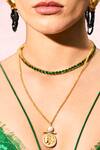 MAALICIOUS JEWELRY_Green Giselle Stone Embedded Tennis Chain _Online_at_Aza_Fashions