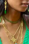 Shop_MAALICIOUS JEWELRY_Green Giselle Stone Embedded Tennis Chain _Online_at_Aza_Fashions